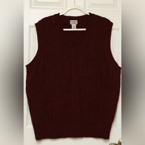 Vintage Academia L.L. Bean V-Neck Sweater Vest Dark Red/Maroon 2XL